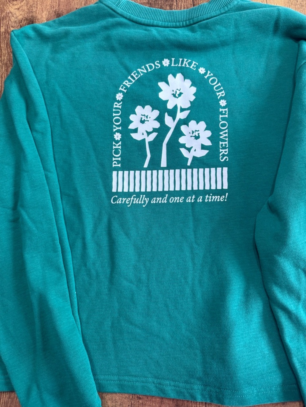Outdoor Voices Long Sleeve Sweatshirt with White Floral Graphic cropped